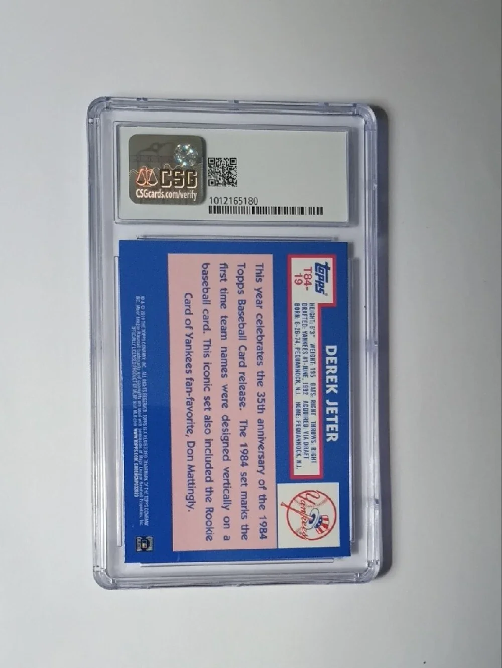 Topps Derek Jeter Holographic Silver Insert Card in Graded Case
